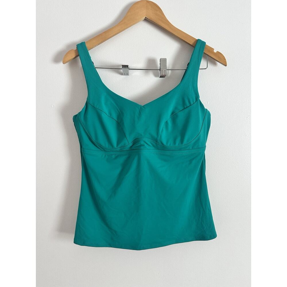 Athleta Bondi Bra Cup Tankini Top Women's Green Swim Size 38B/C Adjustable Strap